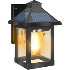 COLBOR Solarlampen für Außen, LED Solar Vintage Licht mit Bewegungsmelder 3 Modi IP65 Wasserdicht für Garage Garten Hof Terrasse (1 Pcs), Solarlampen-Außen-Solar-LED-Licht