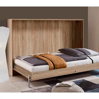 Schrankbett Funktionsbett Bett Juist 120x200cm eiche sägerau Modern - Braun