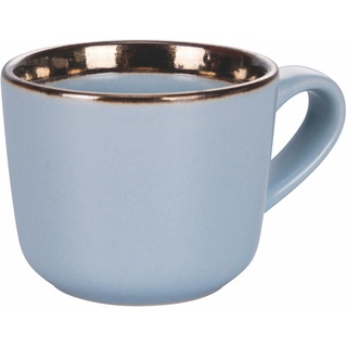 Villa d'Este Home Tivoli 4er Set Espressotassen 100ml Steingut, Rand Metallic, Puderblau Bilbao