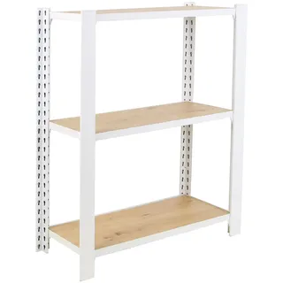Simon Rack Officlick Bücherregal, 1000 x 800 x 300 mm, 3 Etagen, Eiche, Industriestil, Metall, Weiß/Eiche