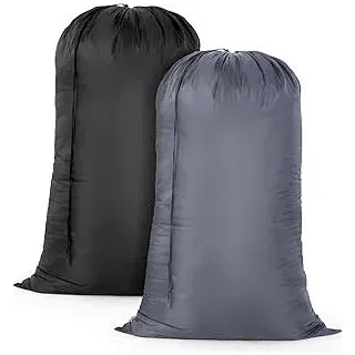 OTraki Wäschesack Extra Groß, 2 Pack 70x115cm Wäschebeutel Maschinenwaschbar mit Kordelzug Schmutzwäsche Wäschesammler für Reisen, Camping, Zuhause Wäschekorb (Schwarz+Grau)
