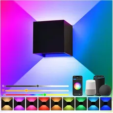 Bild von Smart RGB Wandleuchte Innen/Außen,9W WLAN LED Wandlampe mit App-/Sprachsteuerung, Timer, Kompatibel mit Alexa/Google Assistant,Einstellbarer Abstrahlwinkel-Wandleuchte für Wohnzimmer