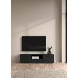 Dmora - Fernsehschrank Fernande, Ständer für Wohnzimmerfernseher, Niedriges Wohnzimmer-Sideboard, TV-Ständerbasis, 147x40 h38 cm, Schwarz