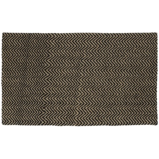 Relaxdays Fußmatte Jute, 75 x 45 cm, Fußabtreter mit Muster, Juteteppich Eingangsbereich innen, Türmatte, Natur/schwarz