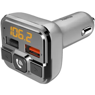 Hama Bluetooth-Adapter »Bluetooth® FM-Transmitter für Autoradio Freisprecheinrichtung 2x USB«, grau,
