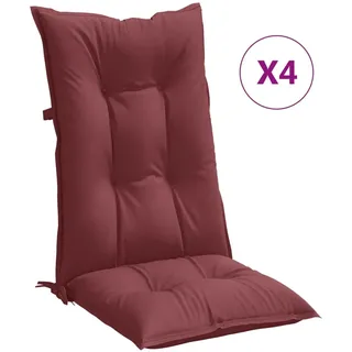 vidaXL Hochlehner-Auflagen 4 Stk. Melange Weinrot 120x50x7 cm Stoff - Rot
