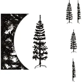 vidaXL Künstlicher Halb-Weihnachtsbaum Ständer Schlank Schwarz 120 cm - Weihnachtsbäume - Schwarz