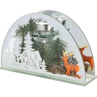 I.GE.A. Teelichthalter Weihnachtsdeko Glas Transparent