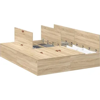 vidaXL Aufbewahrungsbettgestell mit Speicher Sonoma-Eiche 140 x 200 cm - Braun