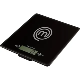 MasterChef Küchenwaage Digital, Waage zum Kochen und Backen, Kitchen Scale Klein für Gramm & Unzen (5kg-Grenze), Touch-Bedienung & Abschaltautomatik, Einscheibensicherheitsglas, Schwarz