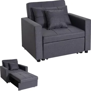 Schlafsessel HWC-L90, Klappsessel Schlafsofa Gästebett Relaxsessel, Liegefläche 197x103cm Stoff/Textil dunkelgrau - Grau