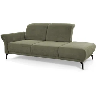 CAVADORE Recamiere Cooper / Luftige Chaiselongue mit Armteilverstellung, Kopfteilverstellung und Sitztiefenverstellung / 211 x 88 x 123 / Cord, Grün