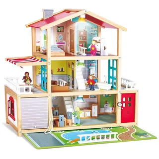 HaPe Holzpuppenhaus Puppen-Villa mehrfarbig E3405