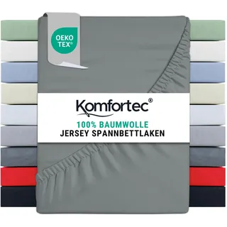 Komfortec Spannbettlaken Jersey 140 x 200 cm grau