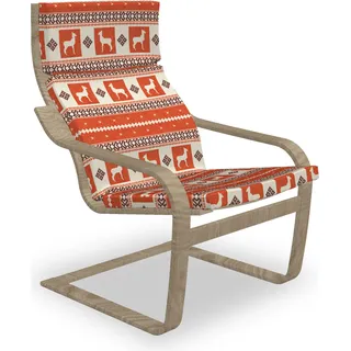 ABAKUHAUS Ethnisch Poäng Sessel Polster, Lama und Folk Motiv Muster, Sitzkissen mit Stuhlkissen mit Hakenschlaufe und Reißverschluss, Burnt Sienna Brown - Braun