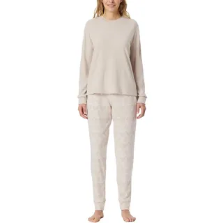 Schiesser Damen Schlafanzug Set lang extra warm-Selected Premium Warming Pyjamaset, beige_181990, 38