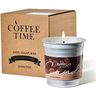 M&SENSE Duftkerzen Coffee, 200g Cappuccino Kaffee Kerze, Herbst Kerze Brenndauer bis 48 Std. Vegan Natürliche Sojakerze, Duftkerze mit Kaffee für Kaffeeliebhaber, Männer, Frauen