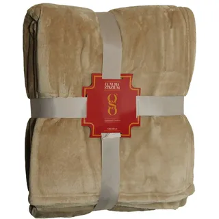 miasuite i sogni italiani Winterdecke aus hypoallergenem Fleece, 130 x 160 cm, Samt-Effekt, Elegantes Design, weich, maschinenwaschbar, beige