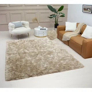 Home affaire Fellteppich »Dena, Hochflor Teppiche, kuschelig weich«, rechteckig, 60 mm Höhe, Kunstfell, Uni-Farben, Wohnzimmer, Schlafzimmer, Esszimmer, grau