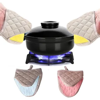 Set mit 2 Mini-Ofenhandschuhen aus Silikon, hitzebeständig, rutschfest, mit Schlaufe – für Backofen und Mikrowelle