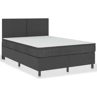 vidaXL Boxspring-Bettgestell Grau Stoff 160x200 cm - Grau