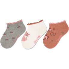 Sterntaler Baby Mädchen Baby Socken Sneaker-Söckchen 3er Pack Katze - Socken Baby, Babysöckchen - aus Baumwolle - hellgrau, 18