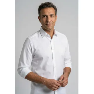 Businesshemd OLYMP "Level Five body fit", Herren, Gr. 40, N-Gr, weiß, Web, Obermaterial: 97% Baumwolle, 3% Elastolefin, 2-Knopf-Manschette, Hemden Businesshemd
