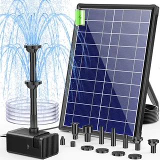 Biling Solarbrunnen mit Akku, 7,5 W Solar-Teichpumpe mit 3600 mAh Batterie Schwimmende Solarpump Fontäne mit 10 Sprühstilen, Solar Springbrunnenpump ideal für Gartenteich, Wasserspiel und Vogelbad