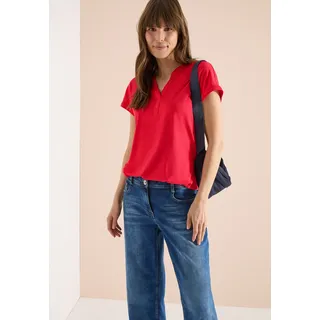 T-Shirt CECIL, Damen, Gr. S (38), rot (glazed apple rot), Jersey, Obermaterial: 50% Baumwolle, 50% Modal, unifarben, regular fit normal, Rundhals, Shirts T-Shirt, mit elastischem Bund