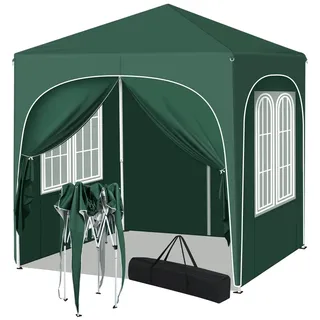 Faltbarer Partyzelt - Schnellaufstellbares Partyzelt - Pop-up-Pavillon - 2x2 Meter - Verstellbare Höhe - Seitenteile