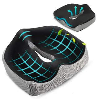 Coxiskissen, ergonomisches Sitzkissen für Bürostuhl, Sitzkissen aus Memoryschaum, lindert Hüftdruck, Steißbein, Ischias, Hämorrhoiden, Rollstuhl, Anti-Frost, abnehmbarer Bezug