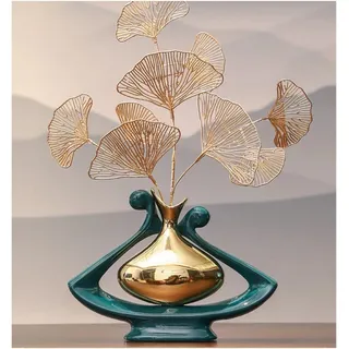 Tauzveok Grün Und Gold Keramik Vase, Moderne Aesthetic Room Decor, Blumenvase für Tischdeko Hochzeit, Wohnzimmer,Büro,Schlafzimmer Deko,B Green