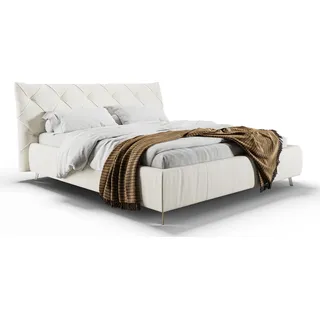 KAWOLA Bett ANNY Polsterbett Kopfteil niedrig Leder weiß 160x200cm - Weiß