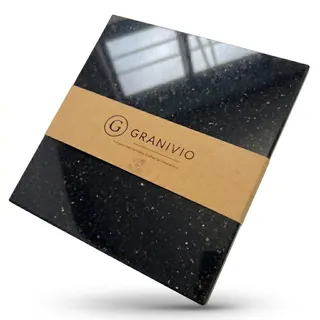 Granivio Granit Schneidebrett Servierbrett und Herdabdeckplatte Made in Germany edle Unterlegplatte aus massivem Naturstein (Star Galaxy 30x30)