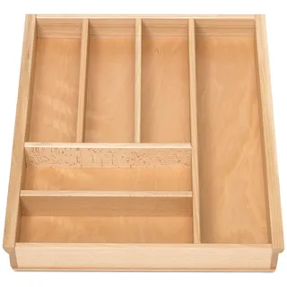 Orga-Box III BUCHE Besteckeinsatz 473 x 397 mm mit 6 Fächer | für 50er Schublade z.B. Nobilia 08.2012 - 12.2024 Holz-Besteckkasten
