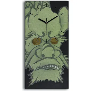 Küche Wohnzimmer Wand Leinwand Uhr 30x60 Malerei Abstrakte Asiatischer Drache - schwarze Hände - Grün