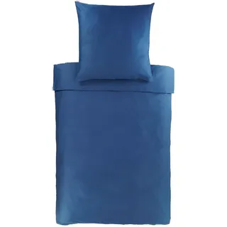 Bassetti Uni Bettwäsche aus 100% Baumwollsatin in der Farbe Oltremare 1343, Maße: 200x200 cm - 9256173, Blau