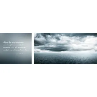 Queence Leinwandbild »Endloses Meer« grau (farbe bild(er): grau), B:100cm H:40cm T:2cm, Canvas, Holzrahmen, Bilder, Leinwandbild, Premium-Leinwandstoff, Handarbeit aus Deutschland, Zitat, 2er Set,