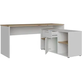 Forte Eckschreibtisch Contra Costa Weiß / Eiche