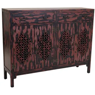 Wanderlust Sideboard aun Holz, Rot, 136x36x106 , Multicolor , 136x106x36 cm , Kleinmöbel, Kommoden, Sideboards