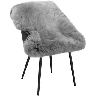 Woltu Öko Lammfell Schaffell Teppich, Echtes Naturfell Weich Flauschig, Weich flauschig Wollteppich Matte, Wolle Bettvorleger für Wohnzimmer Schlafzimmer kinderzimmer, Hellgrau, (90-110) x60cm