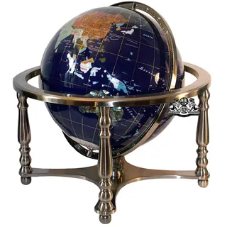 Unique Art Since 1996 Einzigartige Kunst 53,3 cm hoch Lapislazuli blau Ocean Tisch Top Edelstein World Globe mit 4 Bein Silber Ständer