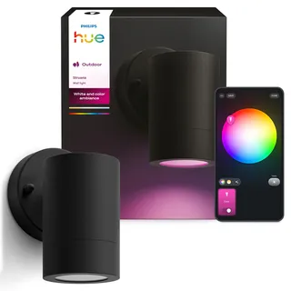 Philips Hue Struana Outdoor LED Wandspot | White & Colour Ambiance, CCT 2000–6500 K, UV-beständig, IP44, Sanftes Licht, Gartendekor, Alexa, Google Home, Apple Home
