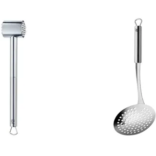 WMF Profi Plus Fleischhammer 25 cm Cromargan Edelstahl, Schaumlöffel 30 cm Cromargan Edelstahl, spülmaschinengeeignet