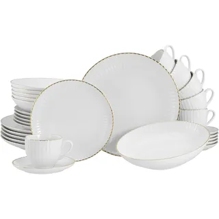 Kombiservice CREATABLE "Allegra Goldband, Service 30-tlg.", goldfarben, 30, Porzellan, Geschirr-Sets, Kombiservice, Klassisch, Elegant, Von Hand gemalter Goldrand