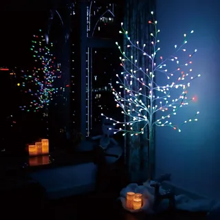 CCLIFE LED Lichterbaum 180cm, 200 LEDs Deko mit Memory Funktion, Innen und Außen weihnachtsdeko, Kirschblütenbaum Lichterdeko, 7 Farben Lichtzyklus, IP44, LED Baum