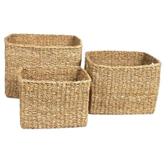 NATURAL LIVING " SET VON 3 KÖRBEN AUS SEEGRAS " RECHTECKIG H24/H27/H30CM