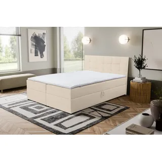 VENASI JESSA Boxspringbett 160x200 mit Bettkästen H2/H3 Matratze BEIGE - Beige