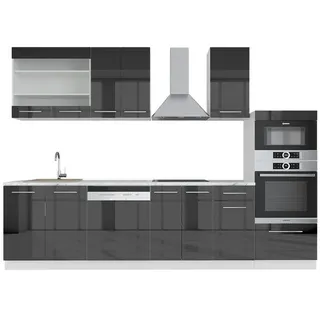 Vicco Küchenzeile Fame-Line 300 cm Anthrazit Hochglanz/Weiß