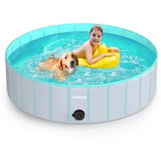 lunaoo Hundepool fur Große Hunde, Faltbare Schwimmbecken Hundebadewanne Hund Planschbecken für Kinder und Hunde, Tragbar & Eco-Friendly PVC Hunde Pool 80cm / 120cm / 160cm